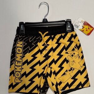 Pokemon Yellow and Black Kids Swim Trunks